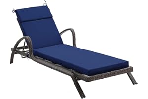 FILUXE Chaise Lounge Cushions Outdoor Furniture, High-Density Foam Chair Cushion with Ties, Weather & Fade Resistant - Patio Recliner Chairs Cushions for Lawn, Pool & Beach 80x26x3 Inch, Royal Blue