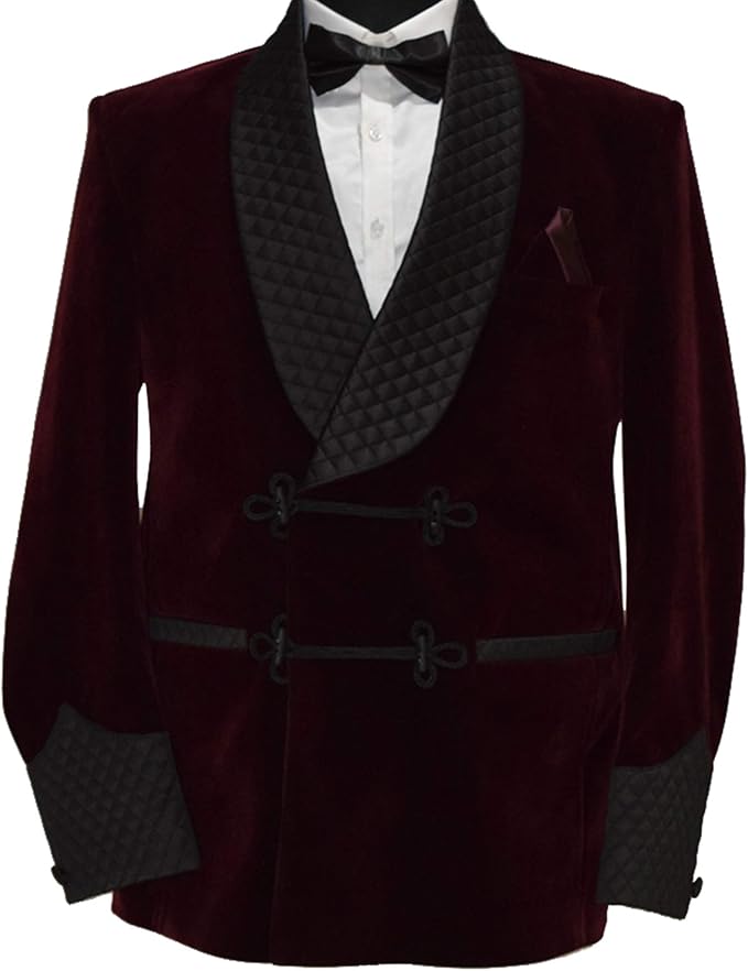 Amazon.com: Men Burgundy Smoking Jacket Designer Dinner Wedding Party Wear Coat: Clothing