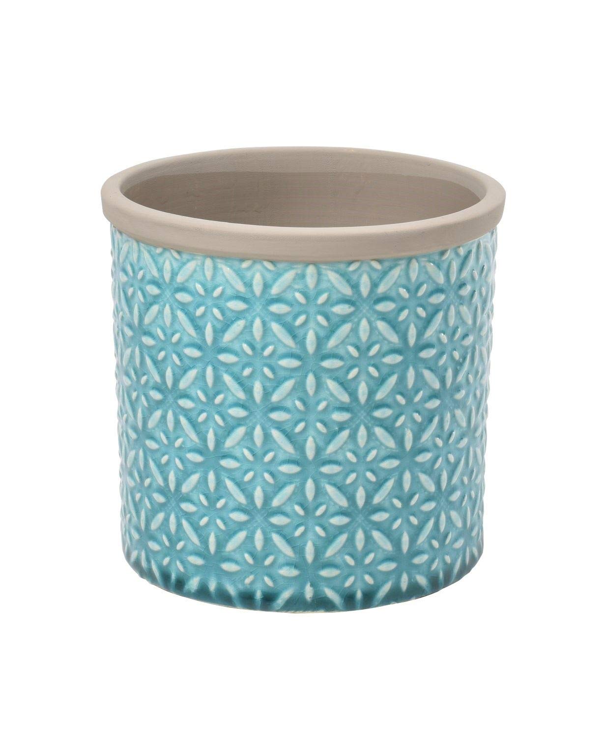 Burgon & Ball Tuscany Glazed Ceramic Plant Pot, Small, Teal Blue