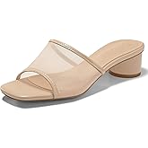 Coutgo Women's Square Open Toe Chunky Heel Slide Sandals
