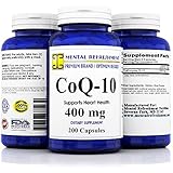 Pure CoQ10 400Mg per Serving - Max Strength - 200 Capsules - High Absorption Coenzyme Q10 Ubiquinone Supplement Pills, Extra Antioxidant for Healthy Blood Pressure & Heart