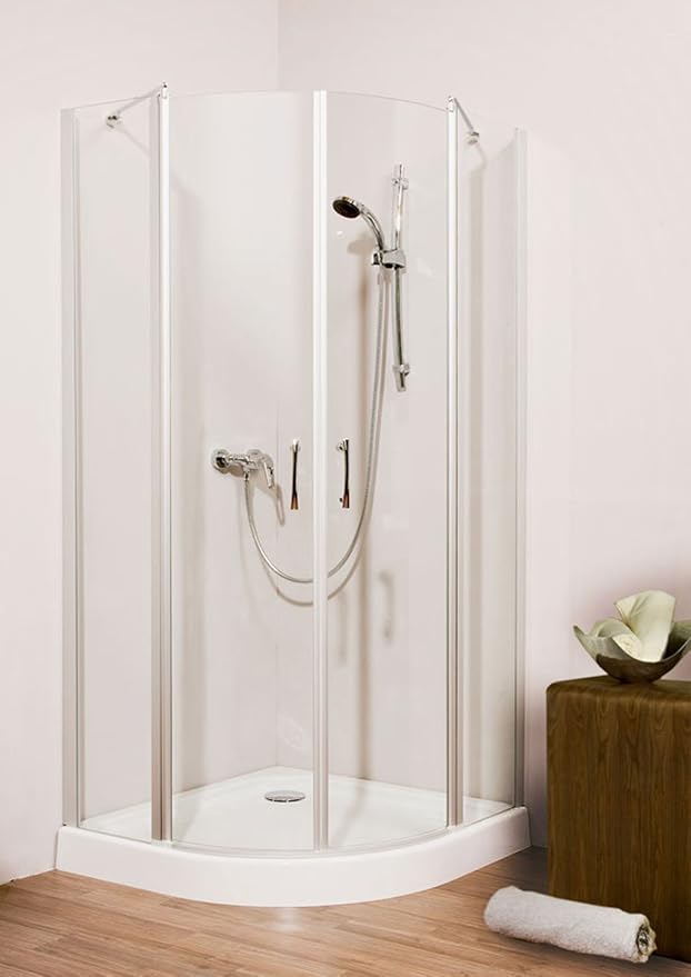 Duschmeister Duschkabine Runddusche Glass 5.0 Neo mit Pendeltür 90x90 cm 190 cm hoch Radius 550 viertelkreis Glaswand Glasdus
