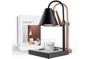LALISU Candle Warmer Lamp, Stepless Dimming Candle Warmer Lamp with Timer & Dimmer Height Adjustable Compatible with Jars Scented Wax for Home Decor (Metal Base-Black)