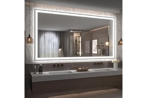 SMIROR LED Bathroom Mirrors with Black Frame Wall Mounted, 72x40 Illuminated Vanity Mirrors with Lights, Dimmable, Anti-Fog, Memory, Shatterproof, ETL Listed (Front Lighted and Backlit)