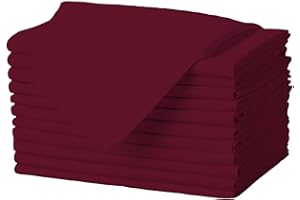 Gee Di Moda Cloth Napkins - 17 x 17 Inch Burgundy Dinner Napkins - Set of 12 Soft & Absorbent Washable Fabric Cloth Table Napkins with Hemmed Edges for Hotel Restaurant, Holiday Parties & Wedding