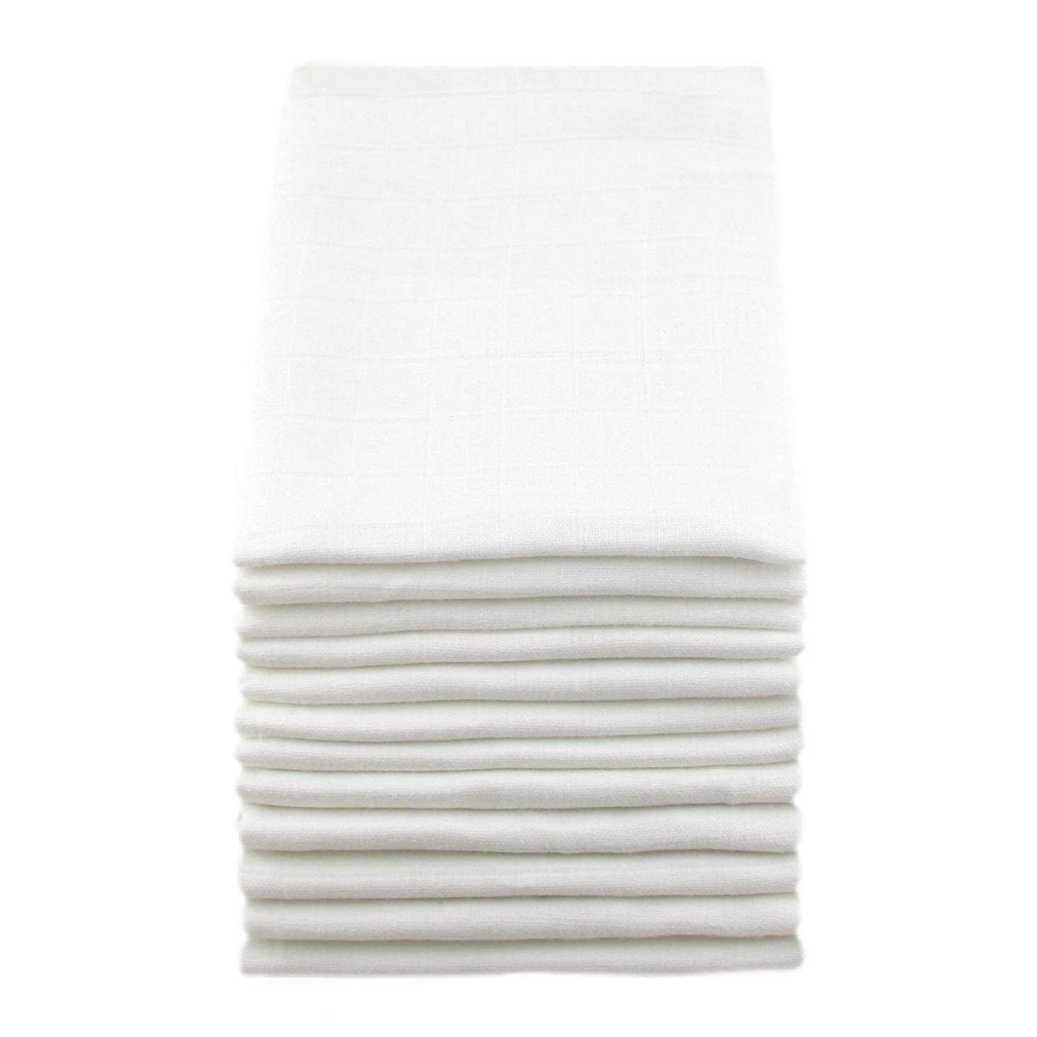 MuslinZ Baby Muslin Squares, burp cloths, newborn nappy Pure White, Baby Essential, Unisex,100% Cotton 70x70cms