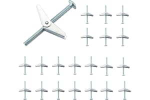 HOME MASTER HARDWARE 1/4" Heavy Duty Drywall Anchors and Screws, 20 Pcs Toggle Bolts and Wing Nuts Set, Hollow Drywall Anchors Bolts Screws Assortment Kit for Hanging Lamps Heavy Items