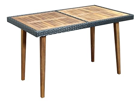 DEGAMO Gartentisch Sorano 70x120cm, Akazienholz + Polyrattan schwarz