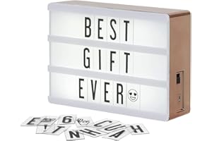 My Cinema Lightbox - Rose Gold Light Box, 4x6 inches - Micro LED Marquee light box for kids with 100 Letters, Numbers and Emojis - DIY Mini Sign, with Matching Braided Rose Gold USB Cable
