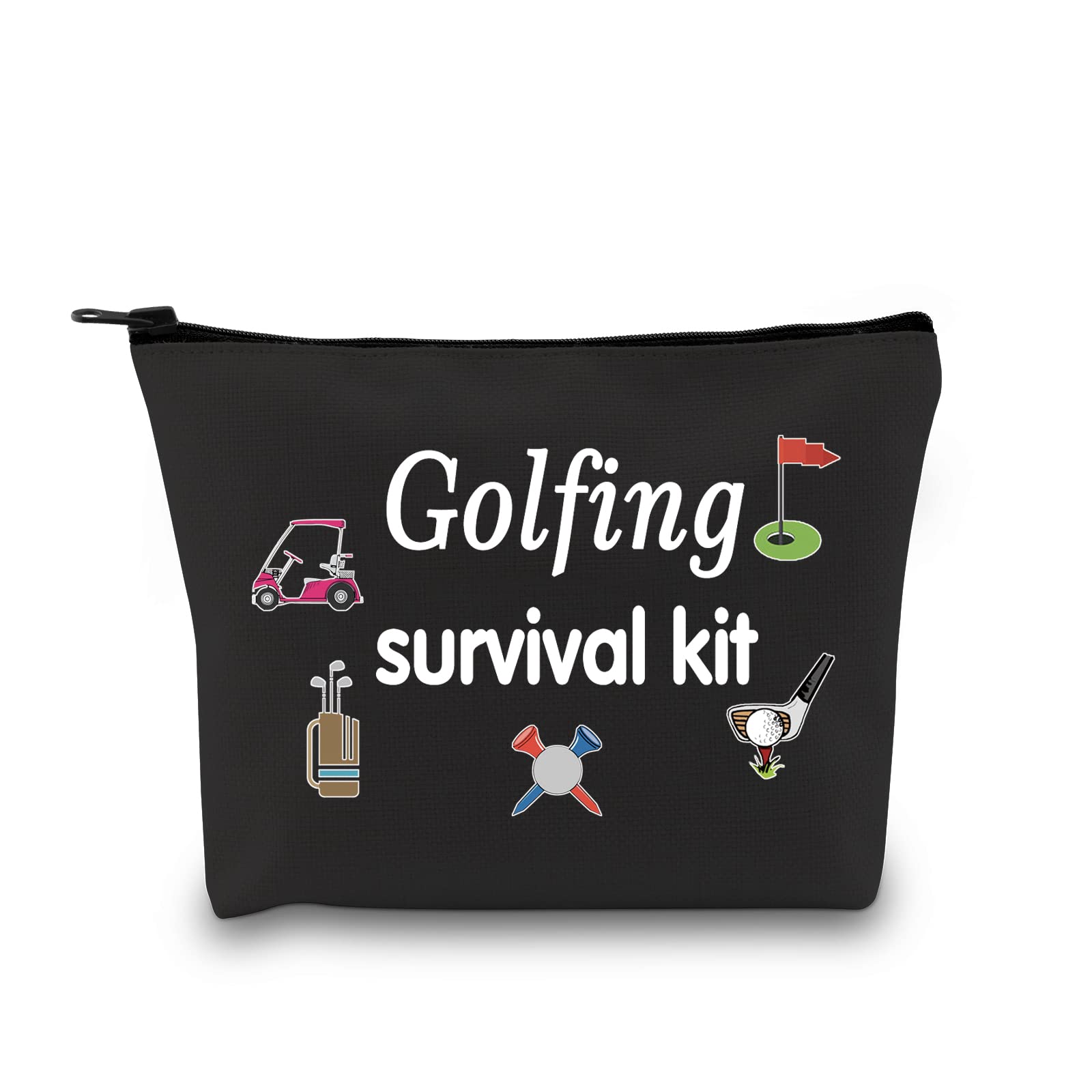 Golfing Survival Kit Makeup Bag Golfing Gift Golf Accessories Gift for Mom Golfer Humor (Survival Golfing Black EU) — image 1