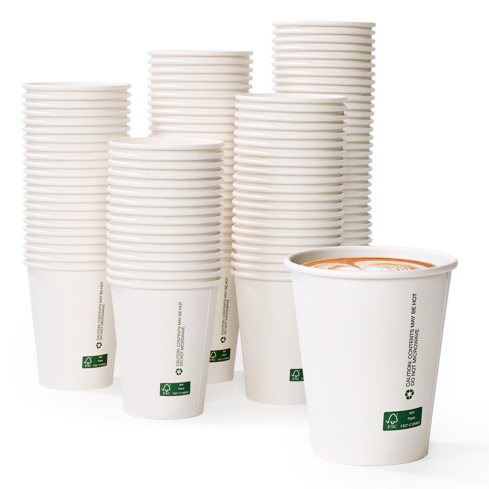 Photo 1 of LITOPAK 200 Count 8 oz Disposable Paper Coffee Cup, White FSC Paper Hot Coffee Cups for Multiple Drinks for Office, Store, Home