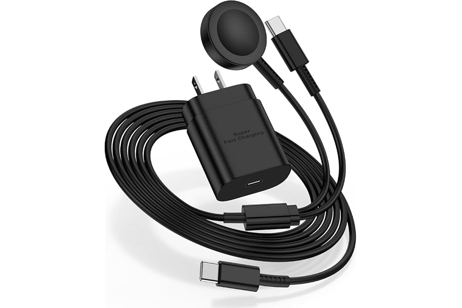 for Samsung Watch Charger Fast Charging,2 in 1 Galaxy Watch Phone Charger 6ft with 25W USBC Charger Compatible with Galaxy Watch 8/7/Ultra/6/6 Classic/5/5Pro/4/4 Classic/3/Active2/1/S24/S23/S22/21