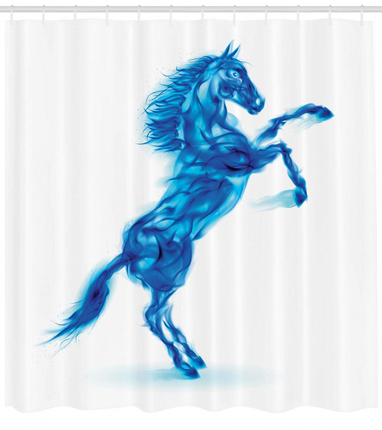FANG2018 Shower Curtain Horse Abstract Art Animal Decoration Blue White Bathroom Accessories Creative Match 12 Hooks 180X180CM