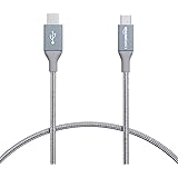 Amazon Basics Double Braided Nylon USB Type-C to Micro-B 2.0 Male Charger Cable | 1 foot, Dark Grey