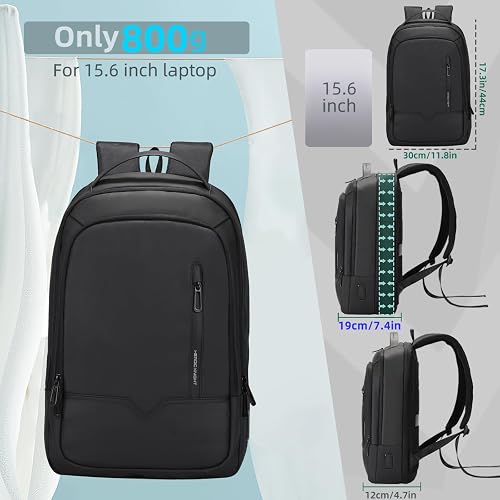 Hk Laptop Backpack For Men Expandable Smart Business Backpack With USB Charging Port Water Resistant Anti-theft Lightweight 15.6 Inch Computer Laptop Bag For Office College Commute Travel Work-Black In