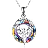 YAFEINI Phoenix Pendant Necklace 925 Sterling Silver Jewelry Gifts for Women Mom (Geometric volcanic crystal)