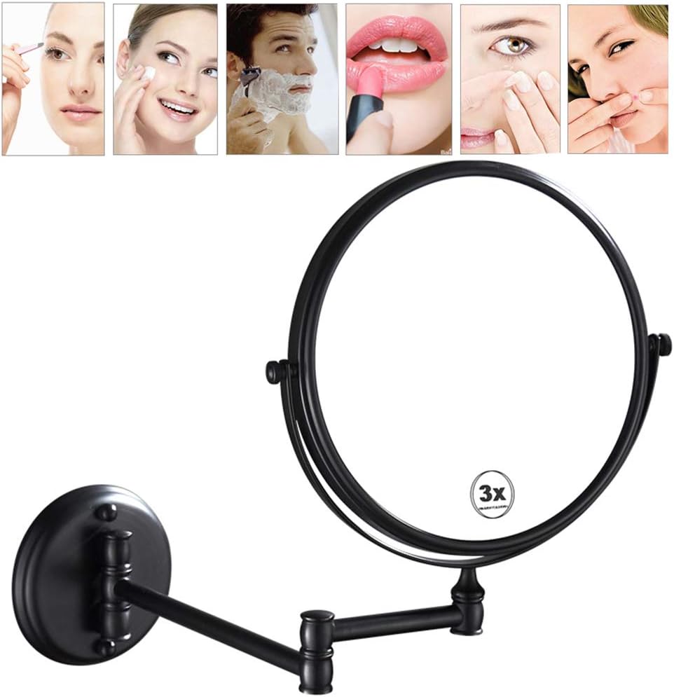 Loadfckcer Doble Cara Espejo de Maquillaje de Aumento Pared,8 Pulgadas