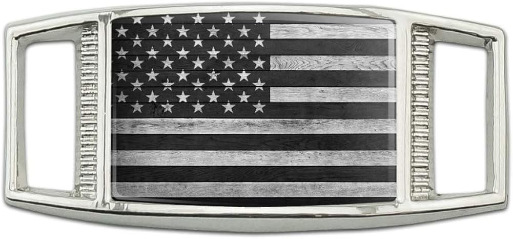 Rustic Subdued American Flag Wood Grain Design Rectangular Shoe Shoelace Shoe Lace Tag Runner Gym Charm Decoration