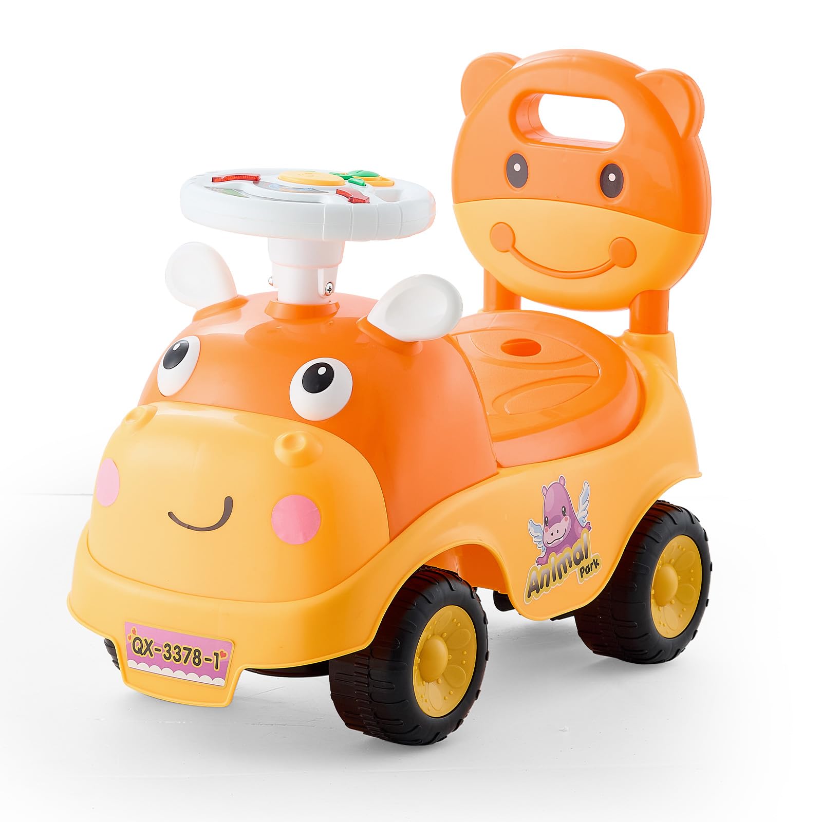 Photo 1 of VEVOR Ride On Toddler Push Car, Push Car for Toddler 19 to 36 Months, Kids Ride On Toy with Horn & Music, 48.5 lbs Load Capacity, Under-seat Storage, Foot-to-Floor Walker for Toddlers Boys Girls