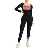 CEIUEO Sauna Suit for Women Full Body Waist Trainer for Belly Fat Sauna Jumpsuit Workout Sweat Suit