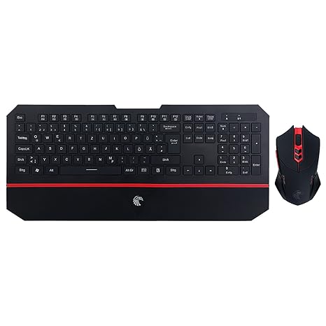 FLOUREON Kabellose Tastatur Maus Set QWERTZ Deutsche Layout Wireless Keyboard und Mouse Combo Deutsches Tastaturlayout für Wi