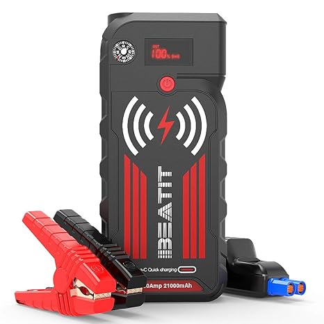 BEATIT G18 QDSP 2000Amp Peak 12V Portable Jump Starter (Up to 8.0L Gas and Diesel Engine) 21000mAh Power Bank With Wireless Charger Smart Jumper ...