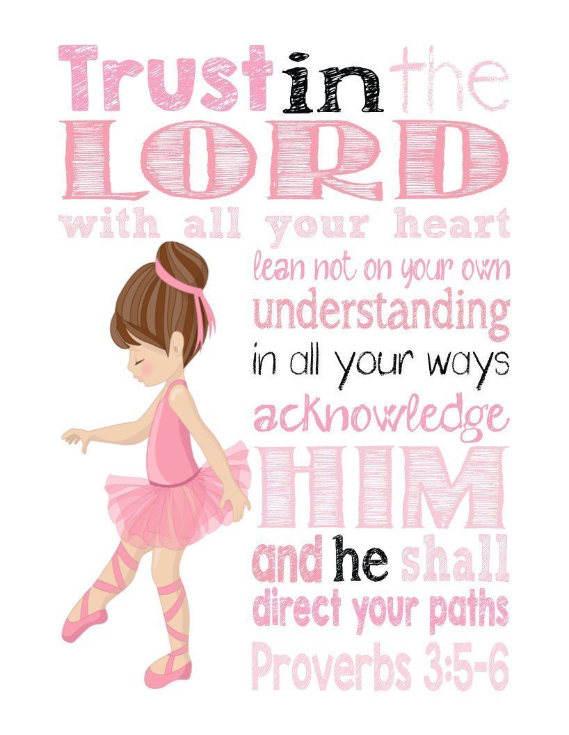 Ballerina Christian Nursery Decor Wall Art Set Of 4 Prints Bible