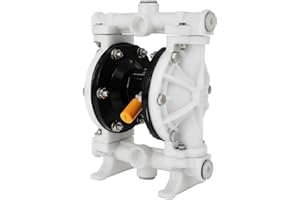 GCCSJ Air Operated Double Diaphragm Pump 1/2 inch Inlet Pneumatic for Chemical QBK-15 10 GPM Dual Diaphram Polypropylene Nitrile Rubber by Stainless Steel Plastic Max 100 PSI