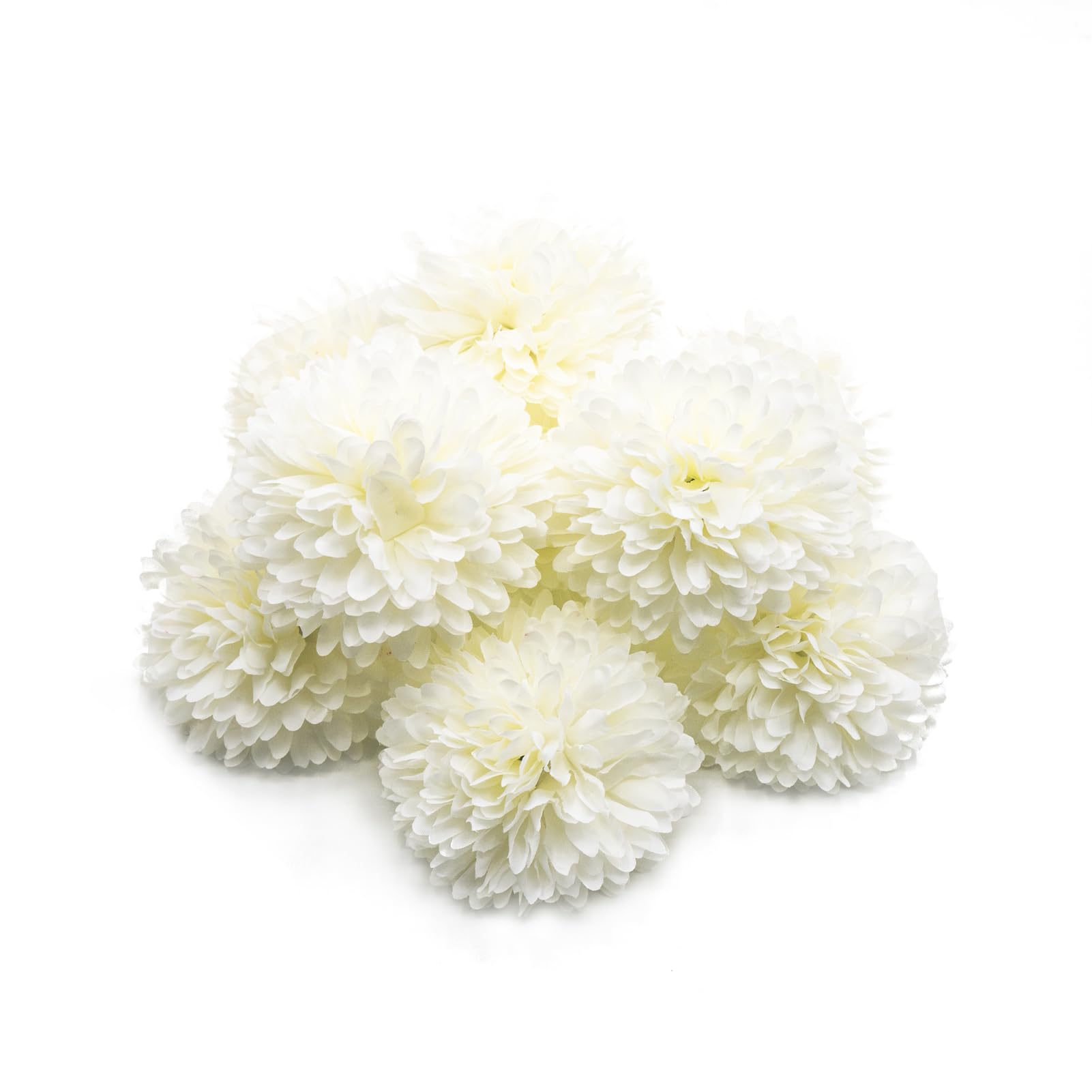 Photo 1 of 10Pcs White Artificial Chrysanthemums Ball Flowers,Artificial Flowers Stemless Faux Ball Chrysanthemum for Home,Lifelike Artificial Chrysanthemum Ball Flowers for DIY Wedding Party Decoration