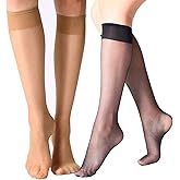 MANZI 12 Pairs Lady's Sheer Knee High Stockings for Women