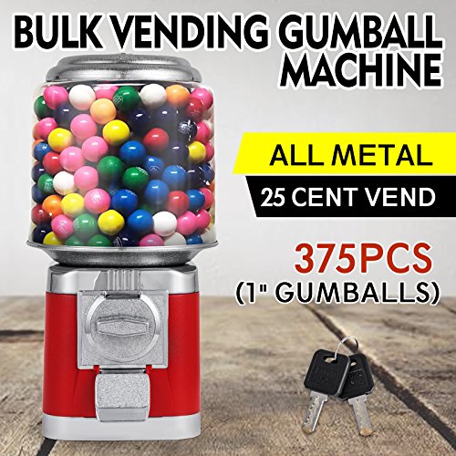 Happybuy Candy Gumball Dispenser All Metal Outside Construction Candy Gumball Bulk Vending Machine 10 lbs Candy capacity Quarter Vending Machine (Red)