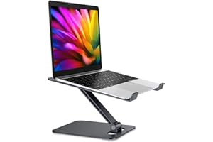 RIWUCT Foldable Laptop Stand, Height Adjustable Ergonomic Computer Stand for Desk, Aluminum Portable Laptop Riser Holder Mount Compatible with MacBook Pro Air, HP, Dell 10-16" (Black)