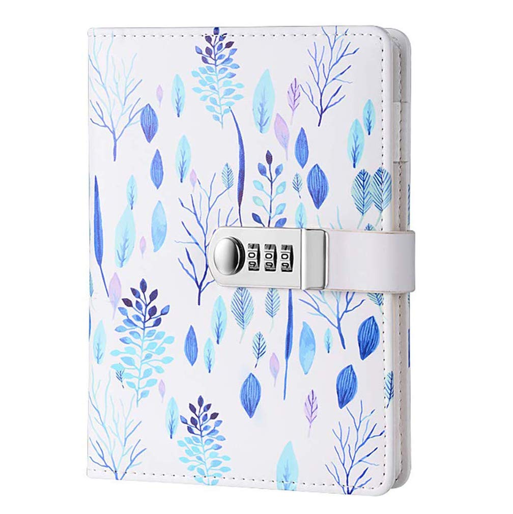 Creative PU Leather Password Notebook, A5 Wire Binding Fashion Daily Notebook, Secret Lined Sketchbook Organizer with Combination Lock Pen Holder and Card Slots, 150x215mm