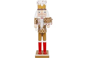 Joliyoou 14 Inch Christmas Nutcracker Figures, Wooden Nutcracker Santa Dessert Chef Holding Gingerbread Men, Large Xmas Mantel Ornament Tabletop Centerpieces Winter Festival Shelves Decorations
