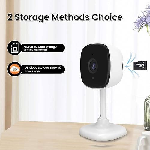 WiFi Indoor Camera for Home Security, 24/7 Recording Camera for  Office/House/Apartment, Cloud SD Card Storag