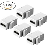 HDMI Keystone Jack, MACTIS 5 Pack HDMI Keystone Insert Female to Female Coupler Adapter (White)
