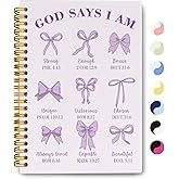 THDSE Bible Journal for Women, Christian Prayer Journal Pureple Notebook Gifts for Teen Girls Kids Women, Back To School Bible Study Supplies，Coquette Preppy Bows Cute Church Faith Journaling Hardcover Spiral Notebook 5.5 X 8.3