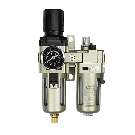 Neu Wasserabscheider Druckminderer Druckluftregler für Druckluftkompressor,3/8 Zoll Filter und Ölnebel mit Becherabdeckung