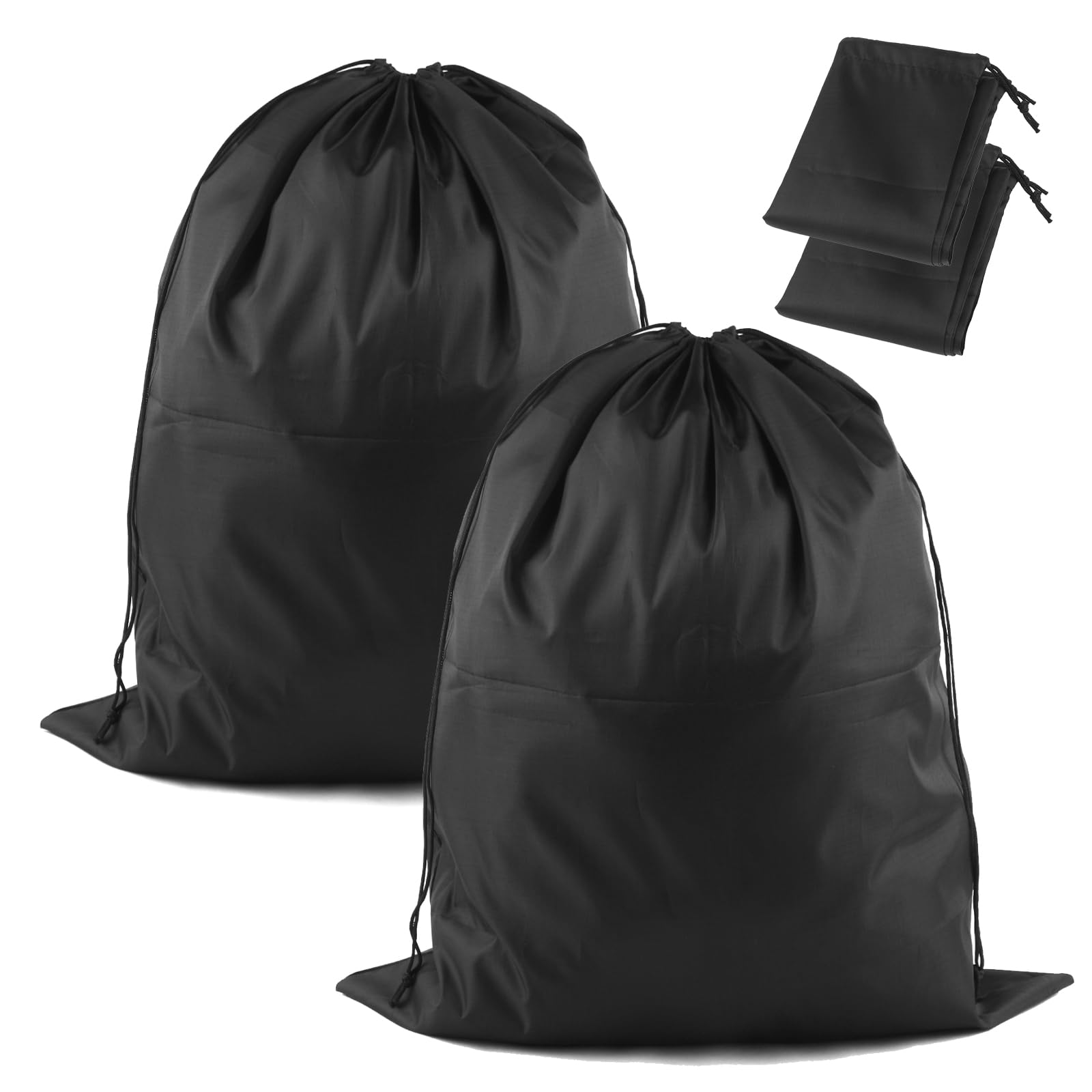 Large Laundry Bag,2 Pack Waterproof Travel Laundry Bag,Foldable Dirty Clothes Storage Bag with Drawstring Closure for Travel Bedroom Laundry room Dormitory(50x60cm Black)