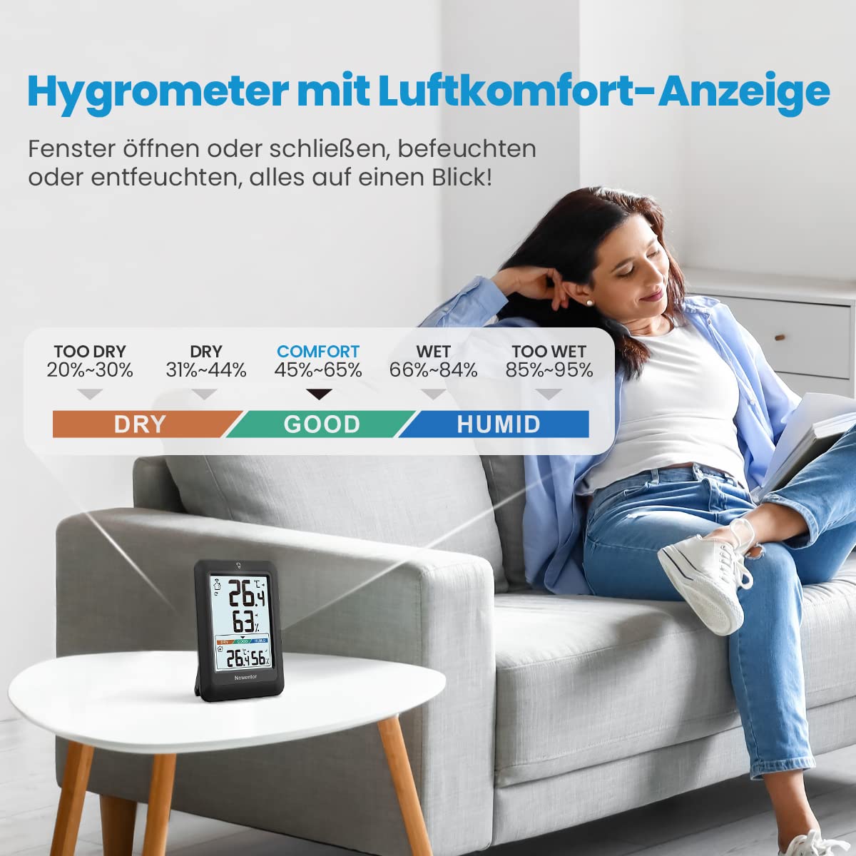 Newentor Thermometer innen außen MAX MIN 24/48 Std 3