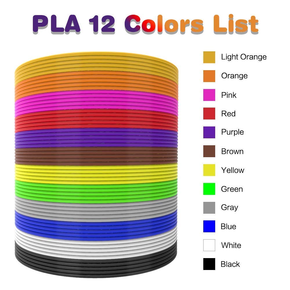 Amazon Com Zdatt 3d Pen 3d Pen Filament Refills 180ft Pla Filament Pack Of 12 High Precision Diameter Filament Each Color 15 Feet Industrial Scientific