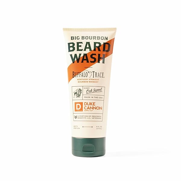 DUKE CANNON SUPPLY CO. BIG BOURBON BEARD WASH, 6 FL OZ, OAK BARREL SCENT – MADE WITH PLANT-BASED INGREDIENTS TO STRENGTHEN, REJUVENATE, SOFTEN AND CONDITION