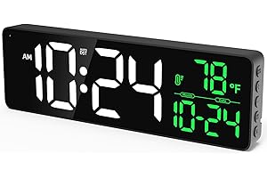 XUANZIT Large LED Digital Wall Clock with Date, Temperature, Auto-Brightness, Auto-DST | Big Digital Clock for Bedroom, Desk, Classroom, Living Room, Kitchen, Office, Gym, Farmhouse, Xmas Gift for Seniors