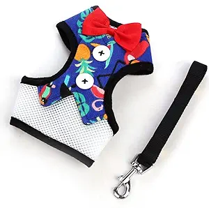 Pets Empire Anchor Pattern Harness No Pull Small Dog Cat Puppy Harness and Lead Sets Adjustable Soft Mesh Vest Clothes with Bowtie and Safety Escape Proof--- (Medium ( Fit Weight 3-5 kg ))