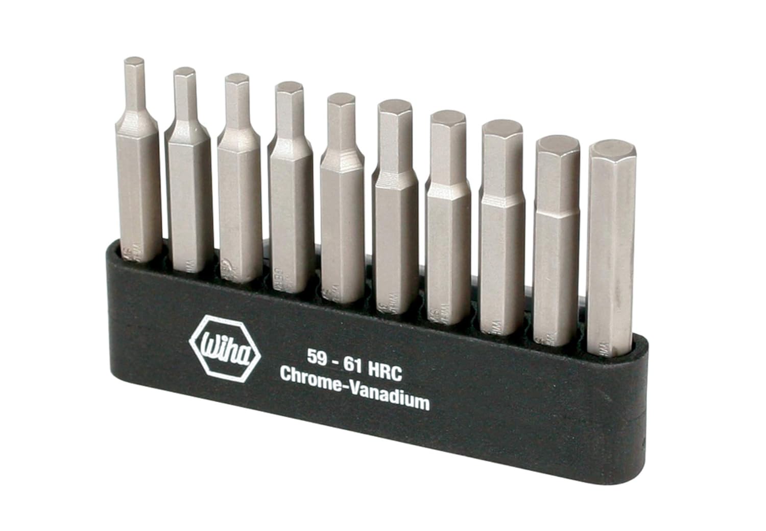 WIHA 74986 Hex Inch and Metric Power Bit Set with Holder, 10Piece