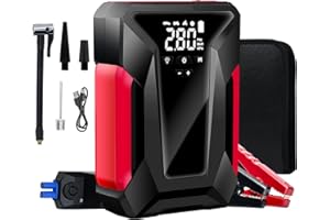 UINCLU Car Jump Starter, 4000A Peak Car Battery Charger with Air Compressor, 12V Jump Box for Car Battery (up to 10L Gas or 8.5L Diesel) with Emergency LED Light, Power Bank, Leather Storage Bag (Upgraded)