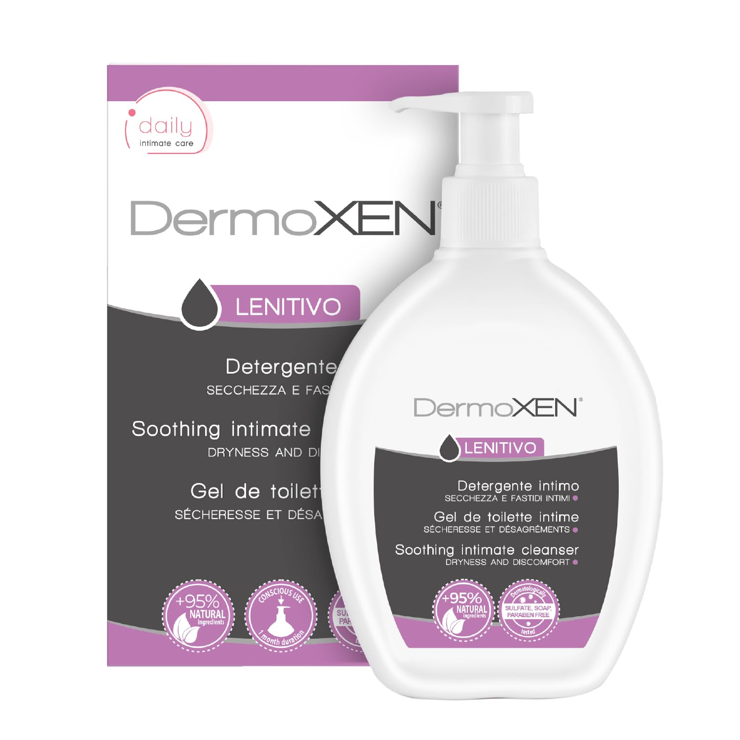Dermoxen Intimate Moisturising Cleanser Women. Intimate Soap Ideal for Dryness, Redness and Itching even during Menopause. With Aloe Vera. Nickel Tested. 200 ml
