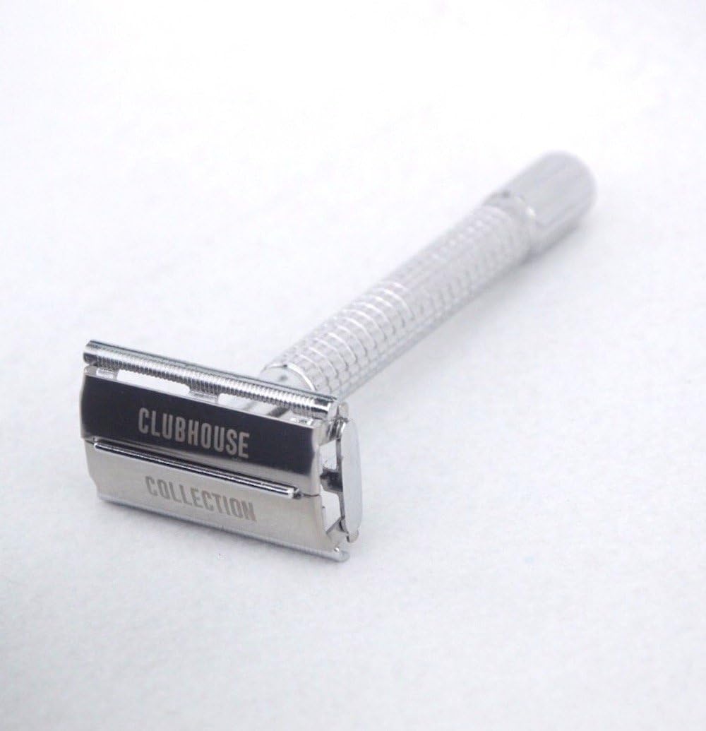 CLUBHOUSE COLLECTION Double Edge Safety Razor with Butterfly Design + 5 Platinum Blades + Travel Case for Men's Wet Shaving