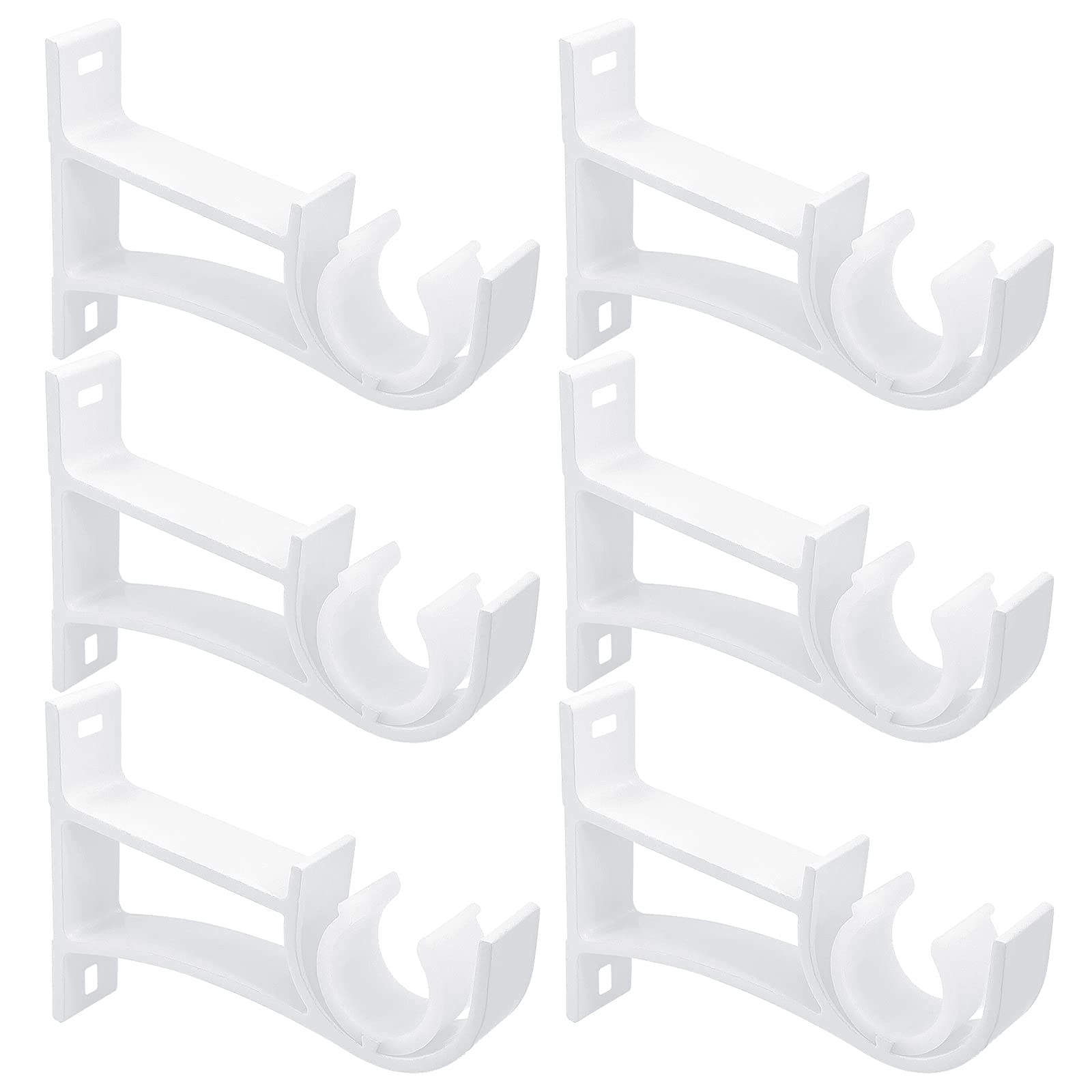 6 Pack Curtain Pole Brackets, 25-28mm Curtain Rod Brackets Pole Holders, Heavy Duty Curtain Rail Bracket, White