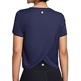 baleaf Women's Athletic Sun Shirts Short Sleeve Running Tops Workout Cropped Split Back UPF 50+ Quick Dry Lightweight